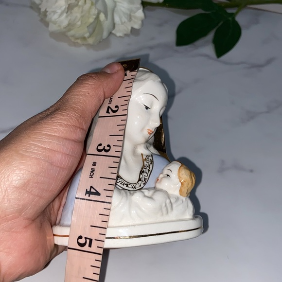 Vtg Mother And Child Mary Porcelain Sculpture Table Decoration Gold Gilded JAPAN - Picture 13 of 15